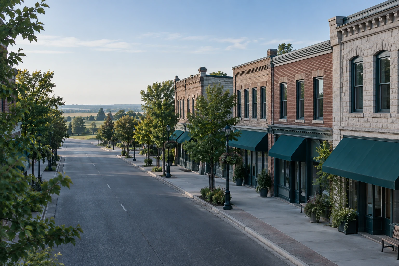 Illustrative main street in a small Canadian community.